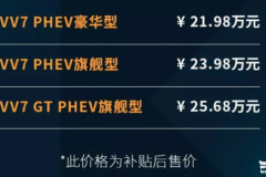 2019广州车展丨WEY VV7 PHEV家族补贴后售21.98万起