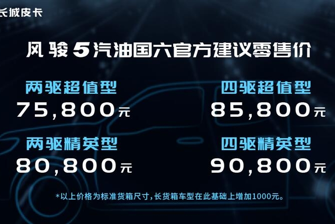 长城汽车发布皮卡“双星”国六标准  价格与发动机是亮点