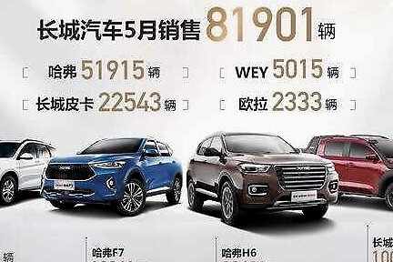同比增长31%，长城汽车5月劲销81901辆，哈弗H6依然冠军