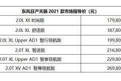 2021款日产天籁正式上市 售价17.98-26.98万元