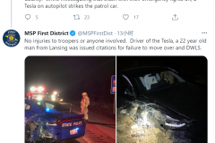 特斯拉Model Y撞上警车 本月内第二次遭监管机构调查