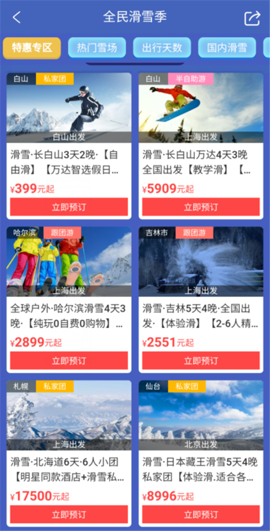 今冬中国人“爆滑” 携程发布《滑雪游人气排行榜》 最小滑雪游客仅25岁谈球吧体育(图4)