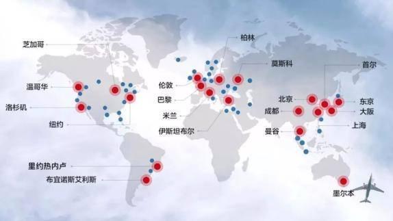全球60座拥有两个及以上民用机场的城市分布图