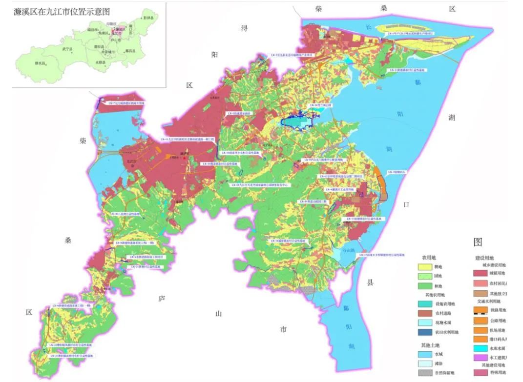 67ha.按区域位置分:濂溪区24个,柴桑区45个,开发区3个,八里湖新区5个.