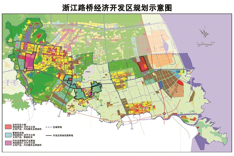 浙江路桥经济开发区规划示意图吉利沃尔沃车间吉利汽车小镇入城口区块