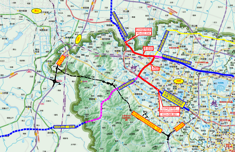 104国道329国道上虞至临安公路柯桥钱清至萧山界段改建工程项目主线