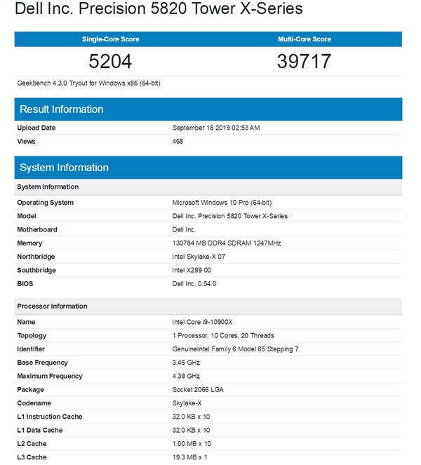 Intel新发烧U i9-10900X首次现身：10核心已成入门