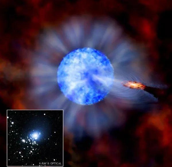 发现的恒星级黑洞m33 x-7,它位于双星系统m33中,其中还有一颗它的伴星