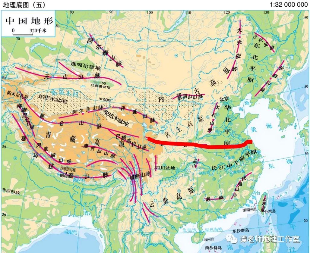 9.四川盆地和汉水谷地:大巴山脉 10.内蒙古高原和黄土高原:古长城