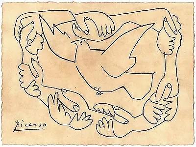 毕加索还为这次会议创作了简笔画《和平鸽》,画中的白鸽叼着橄榄枝,这