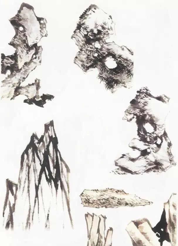 花鸟画中石块的画法