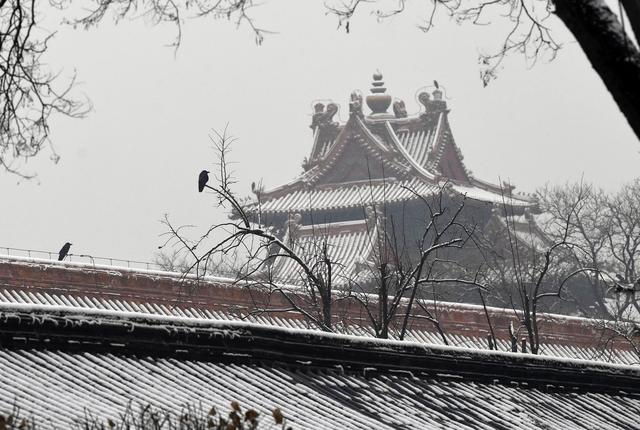 12月16日,在北京天坛公园,一名小朋友"尝雪.新华社记者 鞠焕宗 摄