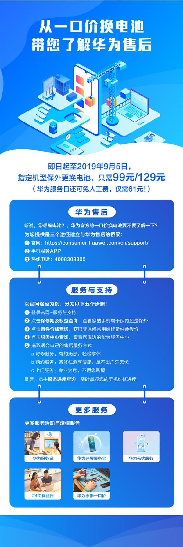 99元起 华为手机提供保外更换电池