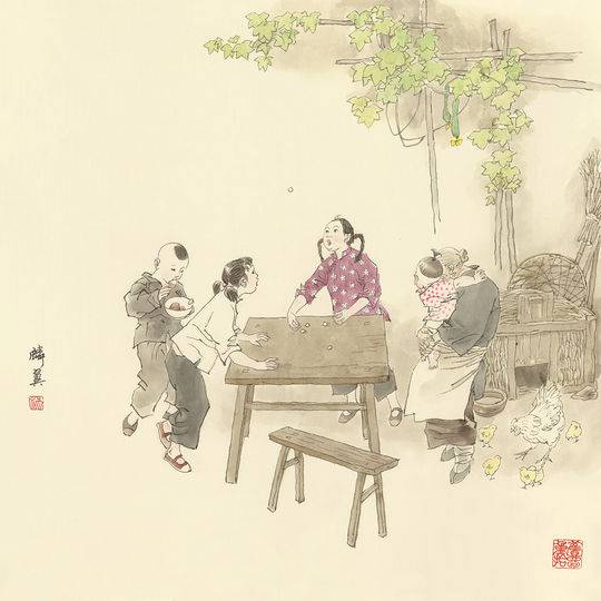 蜀中风俗图咏抓子儿