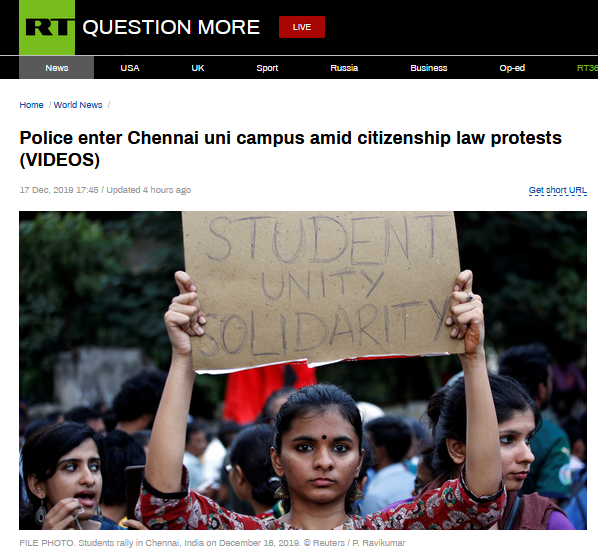 骚乱持续发酵！印度警方又进高校，与学生紧张对峙
