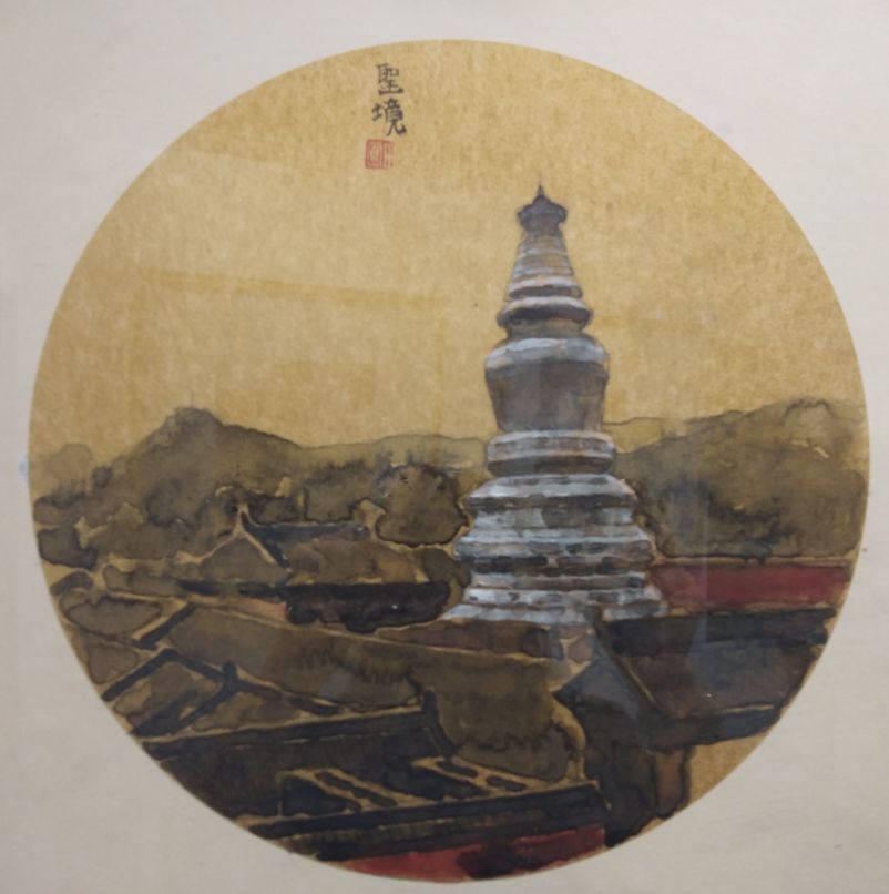 《五台山大白塔》规格:50x50cm