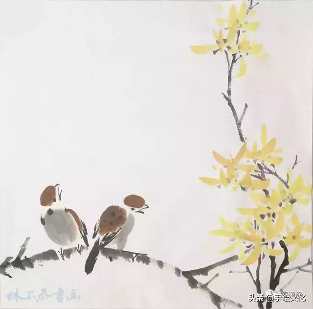 书画联盟丨国画教程,迎春花的画法,一学就会