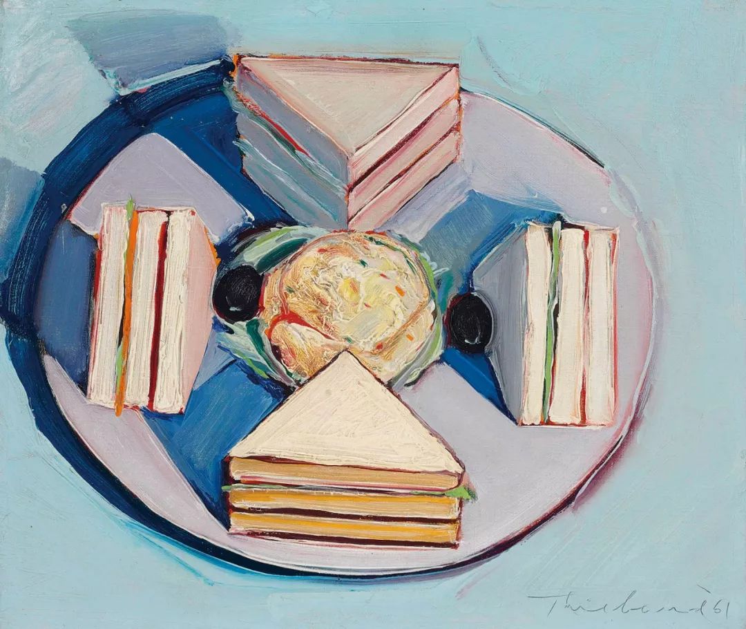 韦恩·第伯《sandwich》,布面油画,30.8×36.2cm,1961年