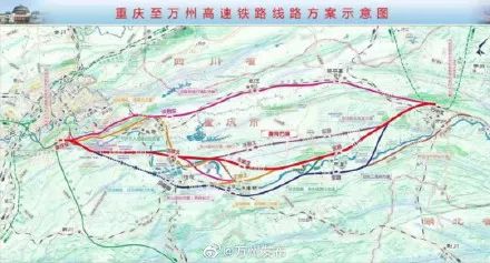 线路为:成都——南充——达州——万州 新渝万高铁位于重庆市境内