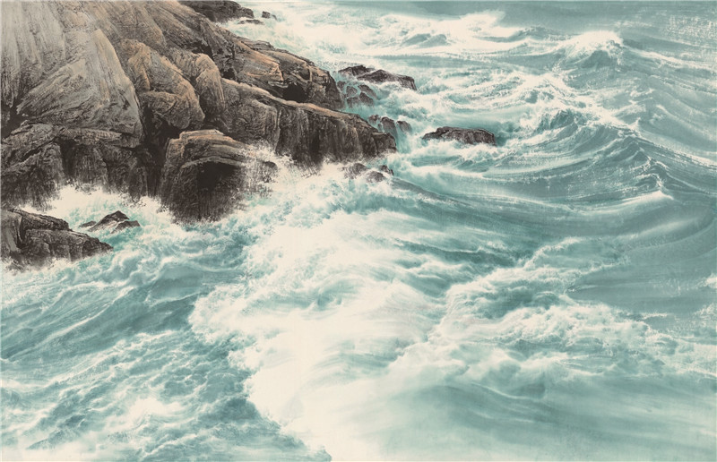 徐惠君国画作品《 沧海啸》 尺寸 140x217cm