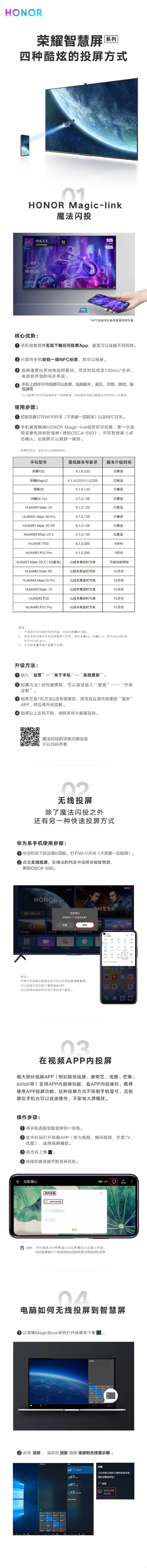 一图看懂：荣耀智慧屏四种投屏方式 魔法闪投亮了