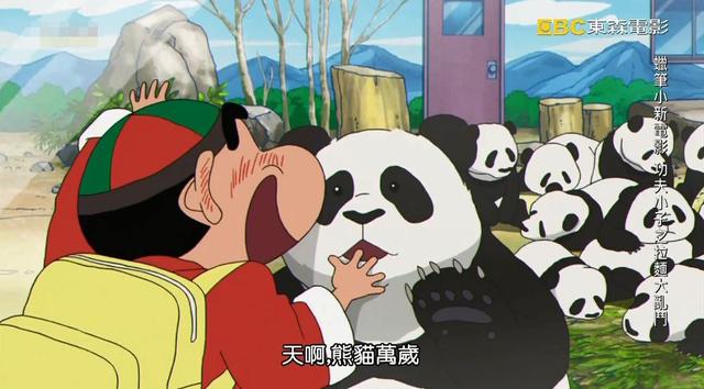 原来蜡笔小新一家来过成都呀,第一站就去看了大熊猫
