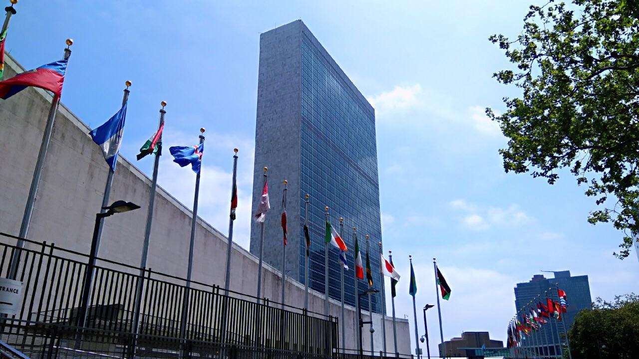 67联合国总部大楼9月26日,伊朗总统鲁哈尼在第74届联合国大会上