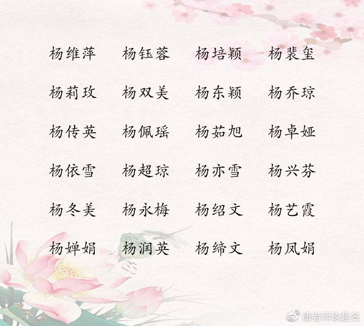 给杨姓女宝宝取名 可爱,温柔有寓意的杨姓女孩名字