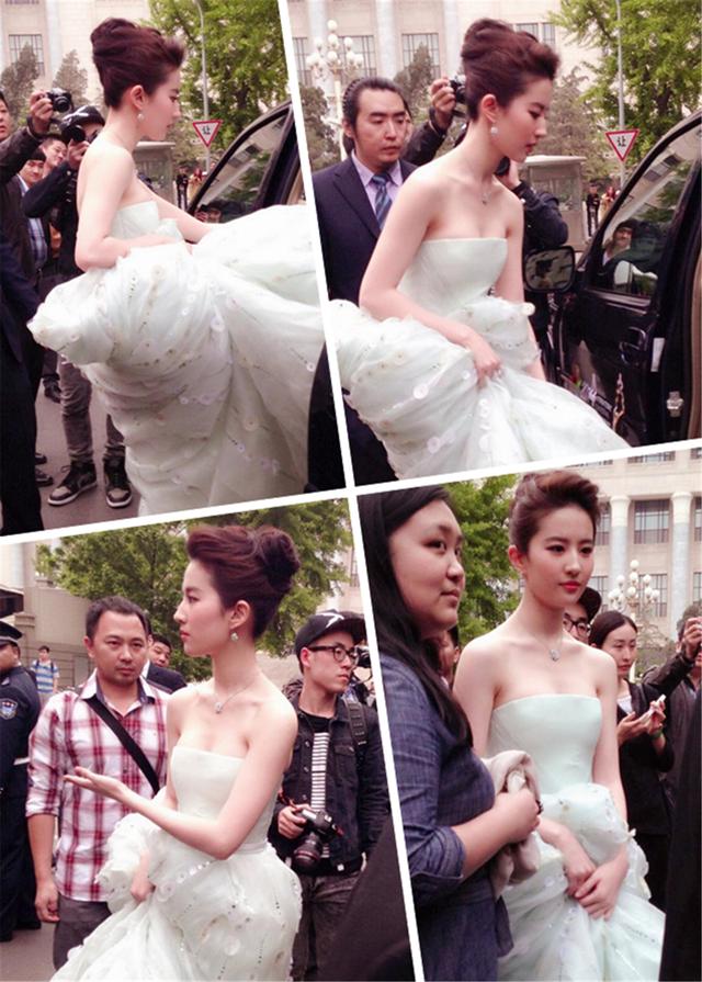刘亦菲穿婚纱的照片流出网友目光却聚焦身后的大叔身上