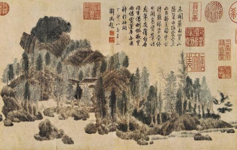 元 钱选 浮玉山居图 局部 之一