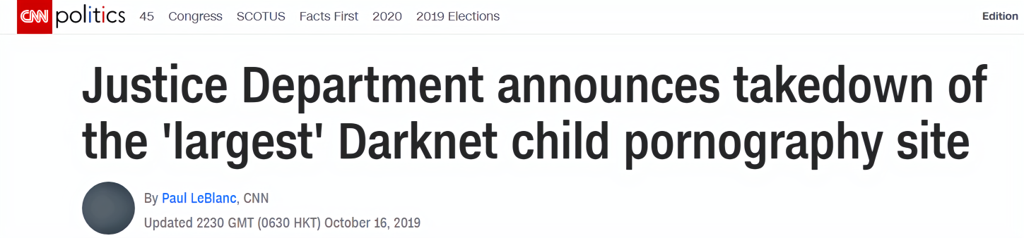 [环球网]美国司法部宣布捣毁最大儿童色情暗网：用户利用比特币交易