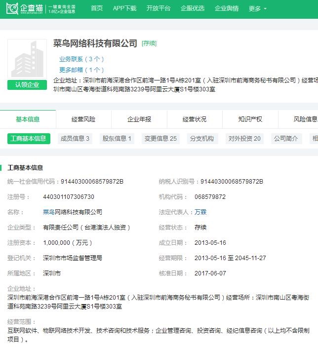 「前瞻网」233亿！阿里巴巴大手笔增持菜鸟网络 股权增加至63%