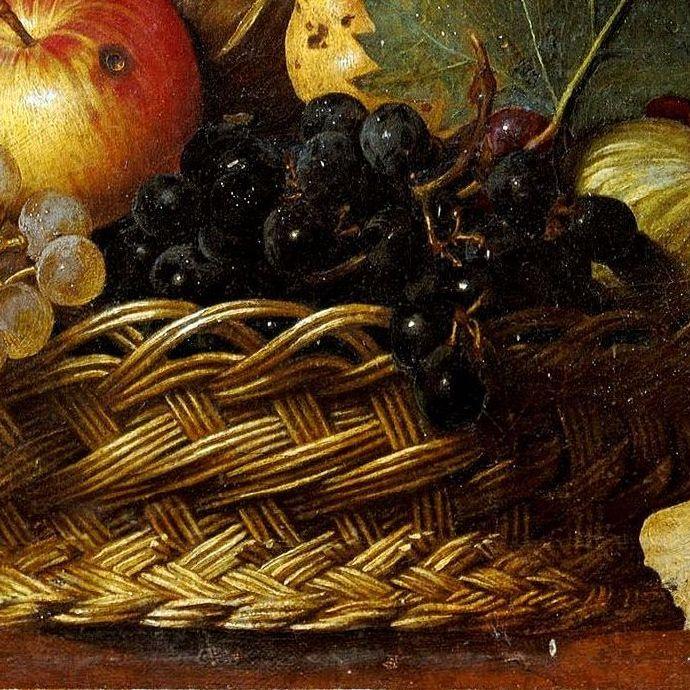 卡拉瓦乔 水果篮 basket of fruit 局部