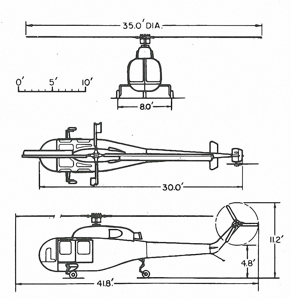 s-59型直升机的三视草图