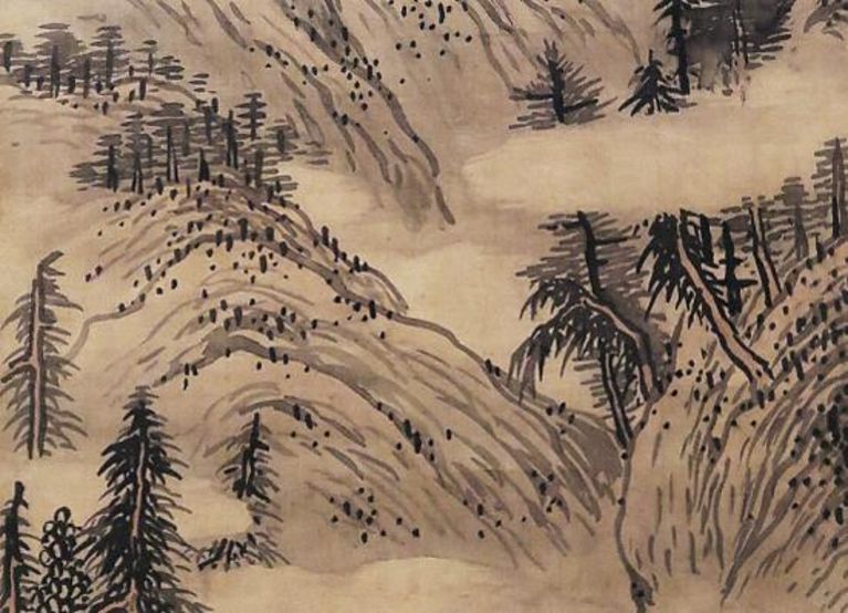 明 宋旭 烟寺晚钟 局部