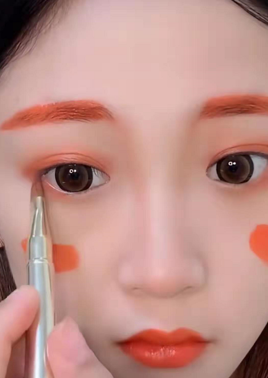 美女用口红在脸上乱涂乱画看到最后我服了