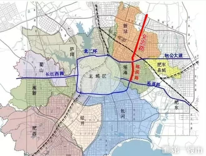 根据规划,郎溪路高架向北延伸4.76公里,对接新站区12公里文忠路高架.