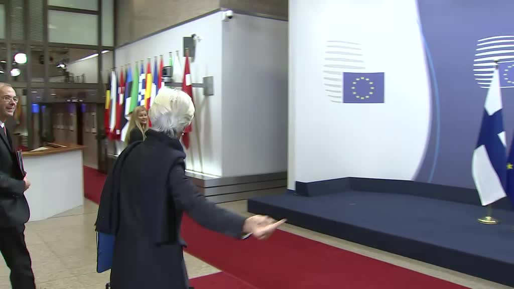 欧洲央行行长拉加德抵达布鲁塞尔欧盟总部，出席欧元集团会议