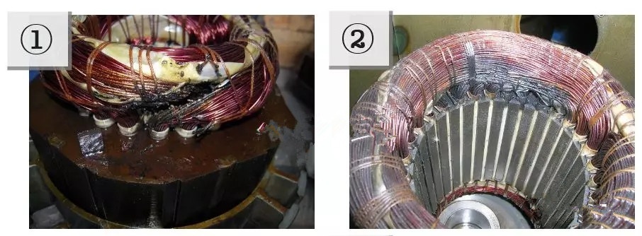 02,转子和定子同轴度不好 电机绕组相间短路 电机绕组匝间短路②