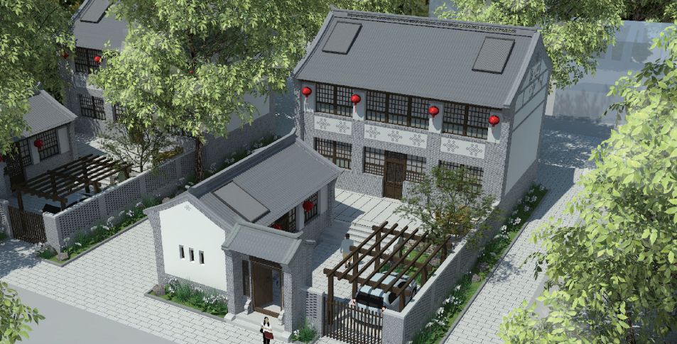 本方案设计插建一组西厢房,设有一间带火炕客房,为农民开展农村旅游