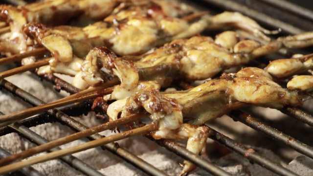 广西“黑暗料理”：金黄脆嫩烤青蛙