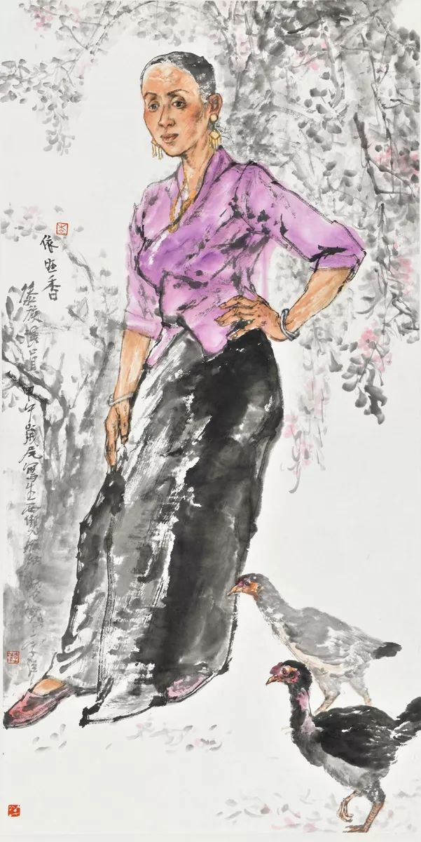 《傣族演员》《哈尼族妇女》,人物形象大多保持着平实的静态描述,以