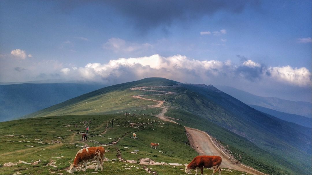 东台顶望海峰,北台顶叶斗峰,中台顶翠岩峰,西台顶挂月峰,南台顶锦绣峰