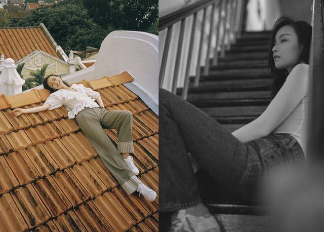 「熊猫娱乐」倪妮拍性感写真，海滩大秀火辣身材，泳衣造型美腿抢镜