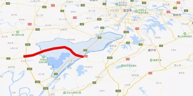 长江公路大桥,途经乌林,小港,汊河,万全,戴家场,瞿家湾镇共6个乡镇区