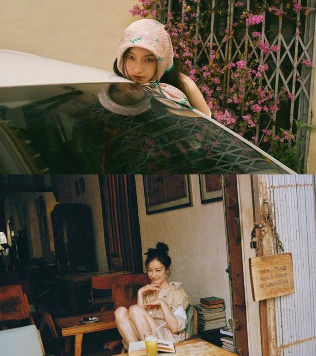 「熊猫娱乐」倪妮拍性感写真，海滩大秀火辣身材，泳衣造型美腿抢镜