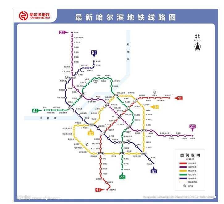 (点击可查看大图) 哈尔滨地铁2号线一期线路走向 地铁2号线一期是从