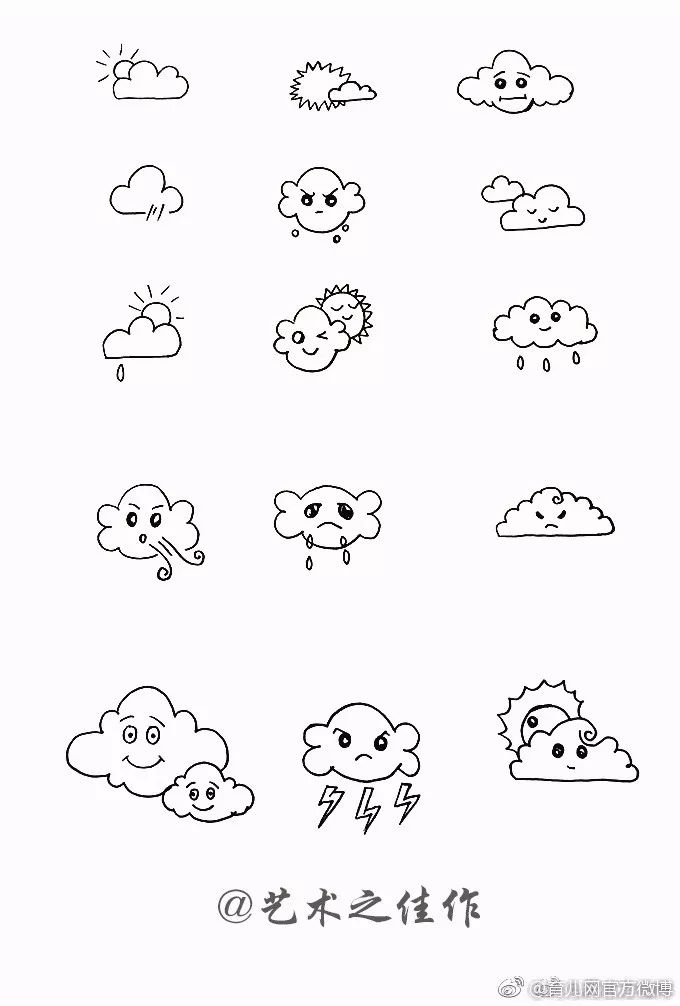 天气小素描简笔画,教孩子画起来吧