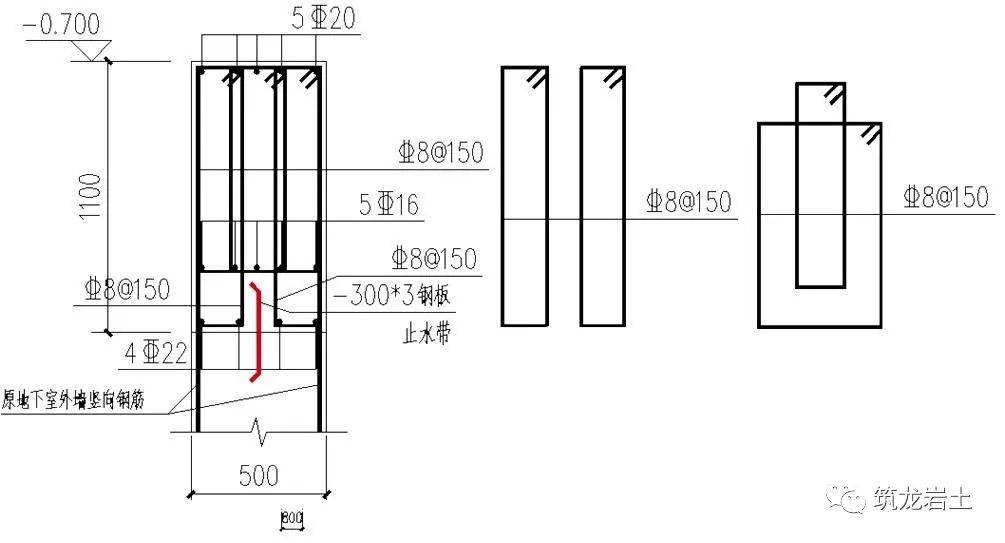 法,叠合柱的钢筋绑扎如下图所示: 地下室外墙采用施工墙顶连梁预留