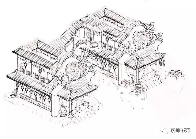 古风建筑线稿